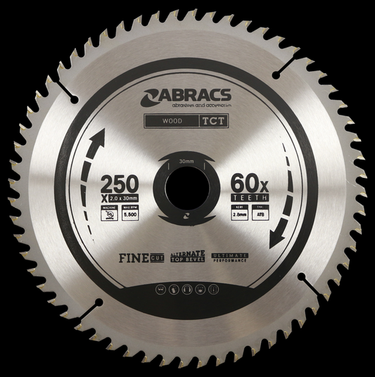 ABRACS TCT 250mm X 30mm 60T - Woodworkers.ie - 