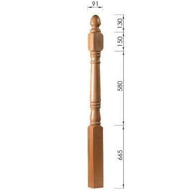 Achill Short Square Full Newel Post - Woodworkers.ie - 
