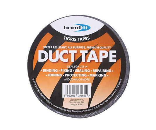 BOND IT DUCT TAPE BLACK 48mm X 45m - Woodworkers.ie - 