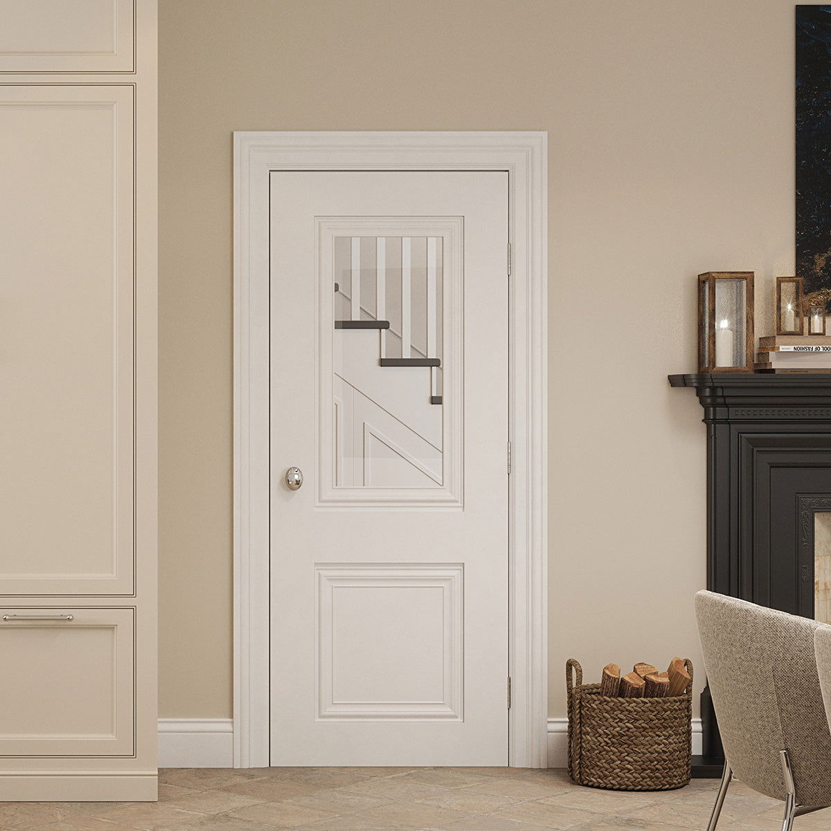 CAROLINA 2P CLEAR GLASS WHITE PRIMED DOOR - Woodworkers.ie - 