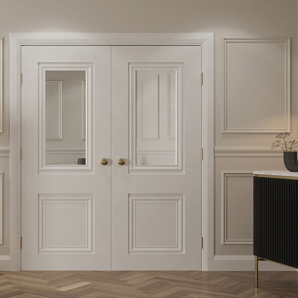 CAROLINA 2P CLEAR GLASS WHITE PRIMED DOOR - Woodworkers.ie - 