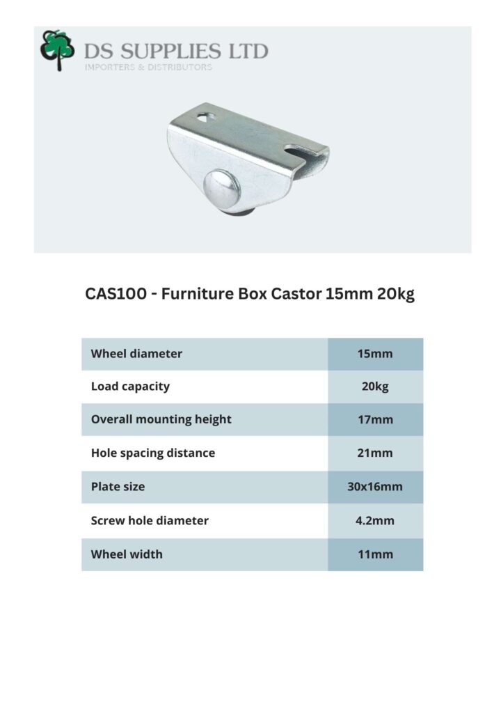 Furniture Box Castor 15mm 20kg