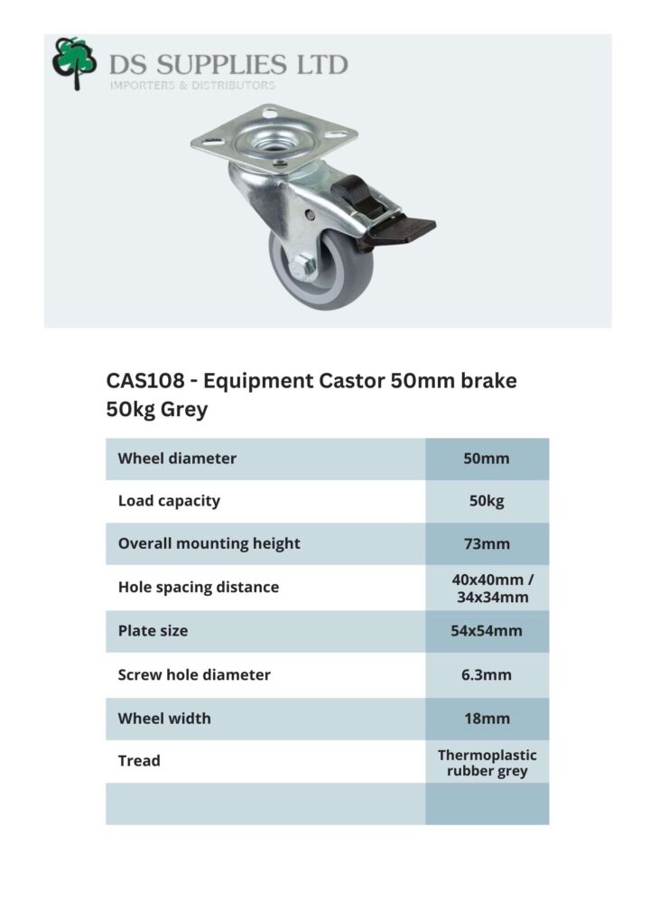 Equipment Castor 50mm Brake 50kg