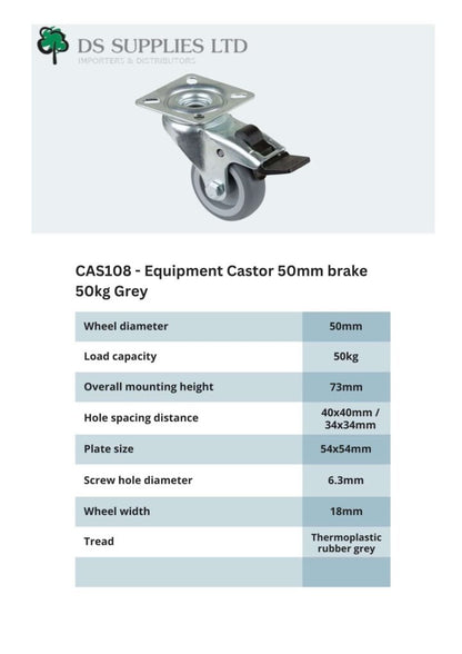 Equipment Castor 50mm Brake 50kg