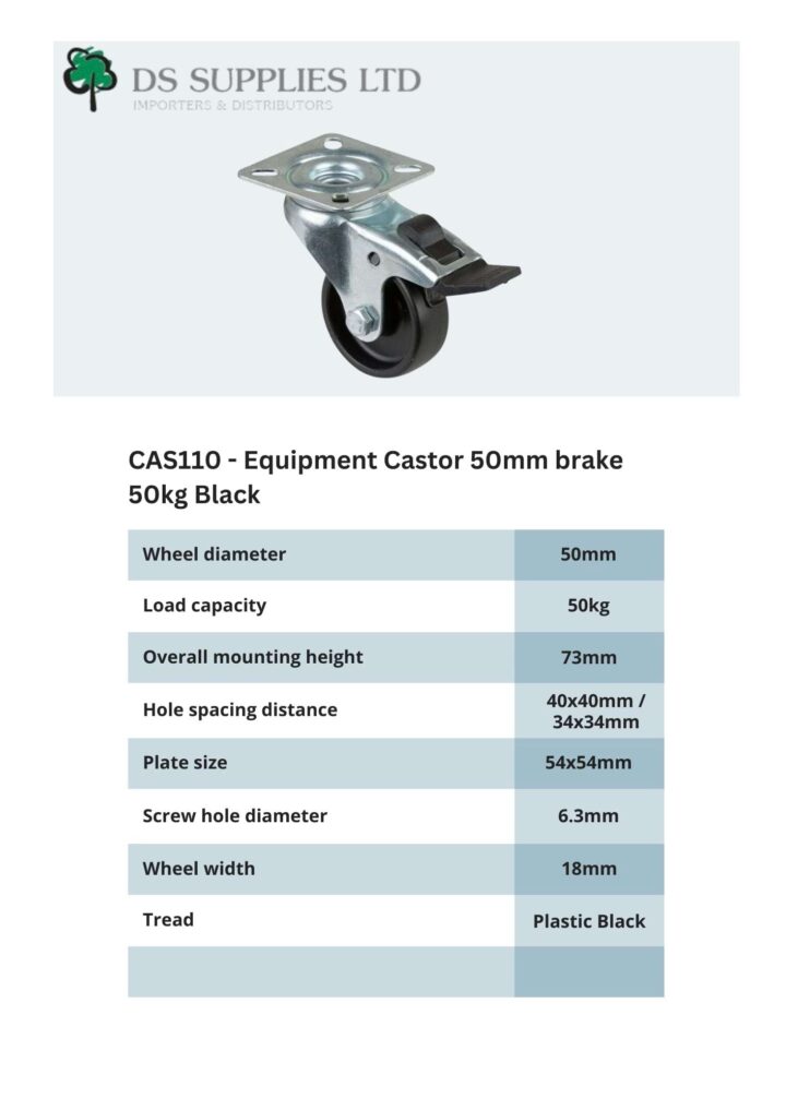 Equipment Castor 50mm Brake 50kg