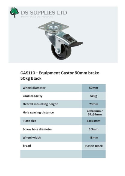 Equipment Castor 50mm Brake 50kg