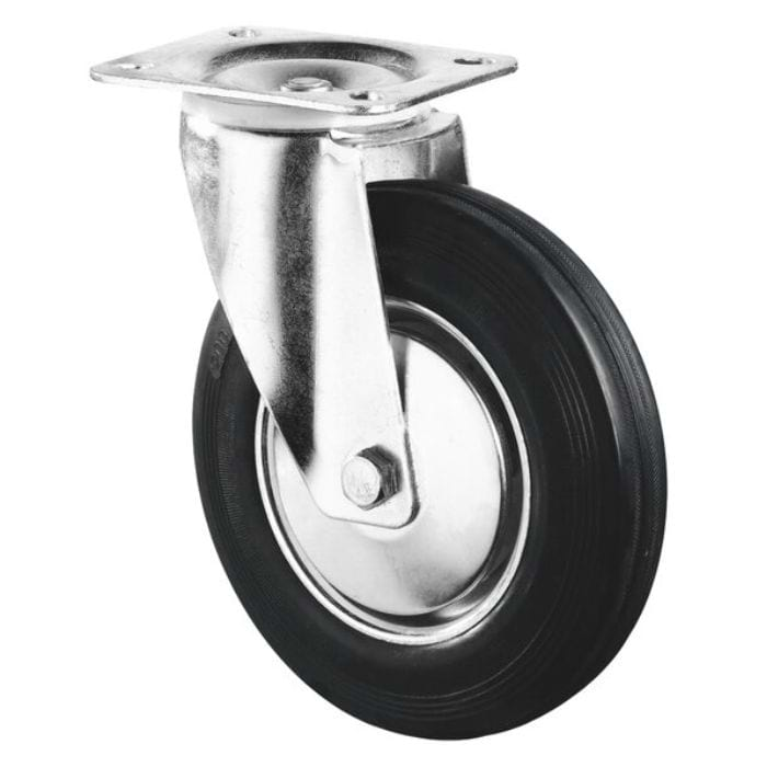 Transport Castor 80mm swivel, fixed, brake 50kg Rubber Black