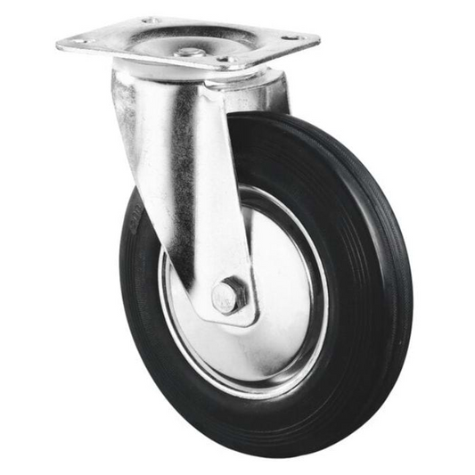 Transport Castor 80mm swivel, fixed, brake 50kg Rubber Black