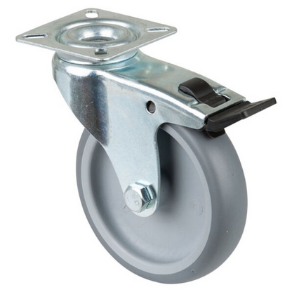 Equipment Castor 100mm Swivel, Fixed, Brake 70kg Grey