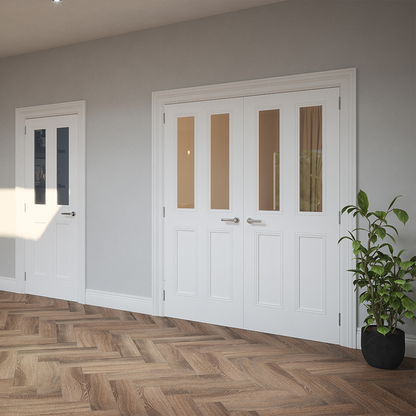 CLAREMONT PRIMED DOOR BEVELLLED GLAZED - Woodworkers.ie - 