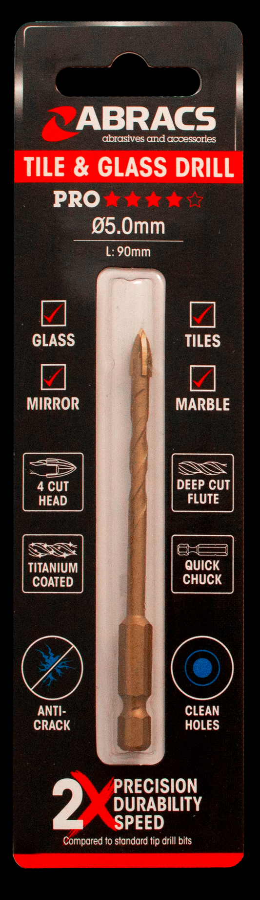 ABRACS 4 TIP GLASS & TILE DRILL BIT ( 6 VARIANTS)