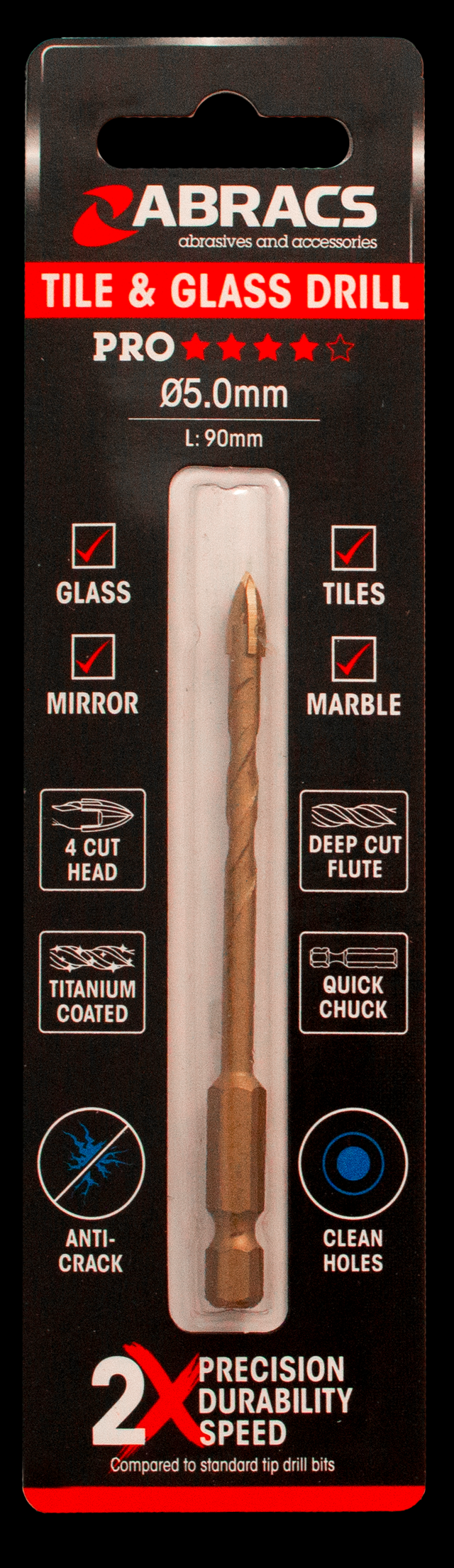 ABRACS 5MM GLASS  & TILE DRILL BIT (6 Variants Available )