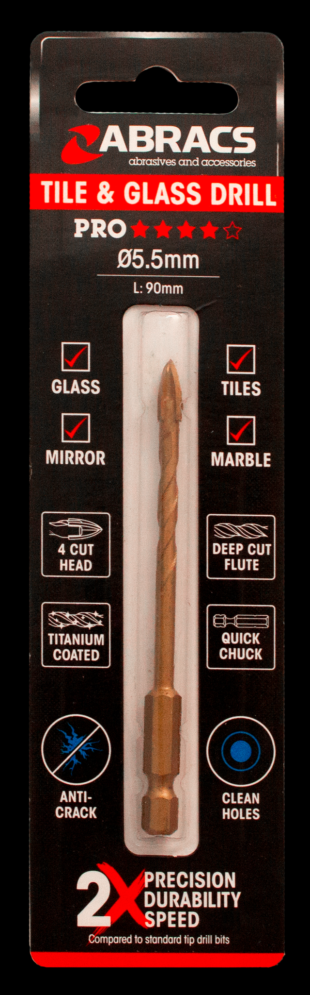 ABRACS 5MM GLASS  & TILE DRILL BIT (6 Variants Available )