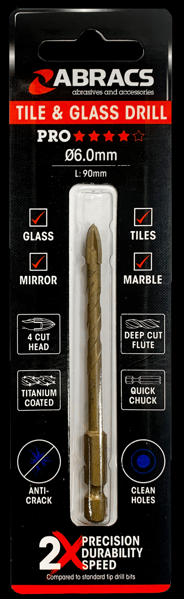 ABRACS 5MM GLASS  & TILE DRILL BIT (6 Variants Available )