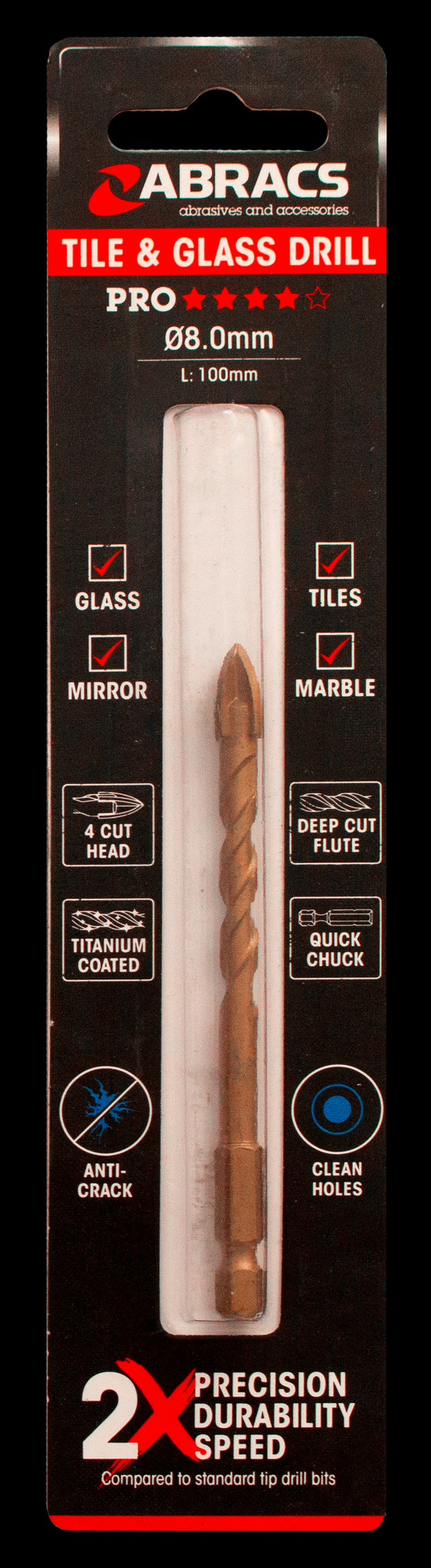 ABRACS 5MM GLASS  & TILE DRILL BIT (6 Variants Available )