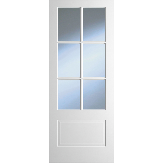 DOVER MARINA 1P/6L GLAZED WHITE PRIMED DOOR - Woodworkers.ie - 