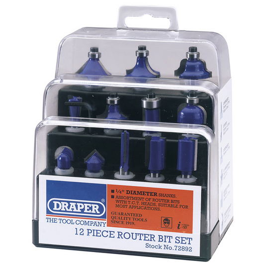 DRAPER 12 PC 1/4" ROUTER BIT SET - Woodworkers.ie - 