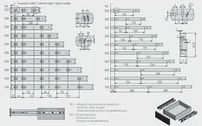 Double Extension Push To Open Drawer Runners ( 7 Variants available)