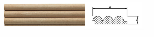 DECORATIVE REEDED STRIP 5 X 9 X 2440  THREE REED
