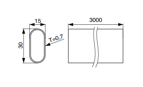 BLACK OVAL RAIL 3MT LENGTH