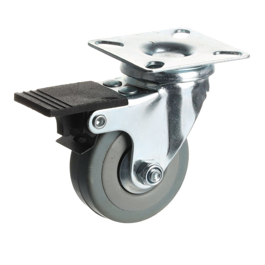 GC52 FURNITURE CASTOR 50MM WITH  BRAKE SOFT GREY  THREAD