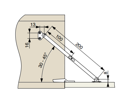 NV05 FOLDING ARM 200MM NICKEL