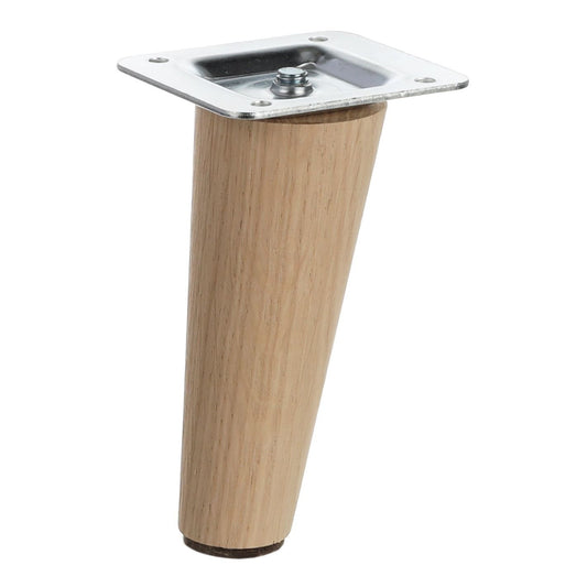 FURNITURE LEG 100MM  OAK  UNLACQUERED CONICAL INCLINED (SET OF 4)