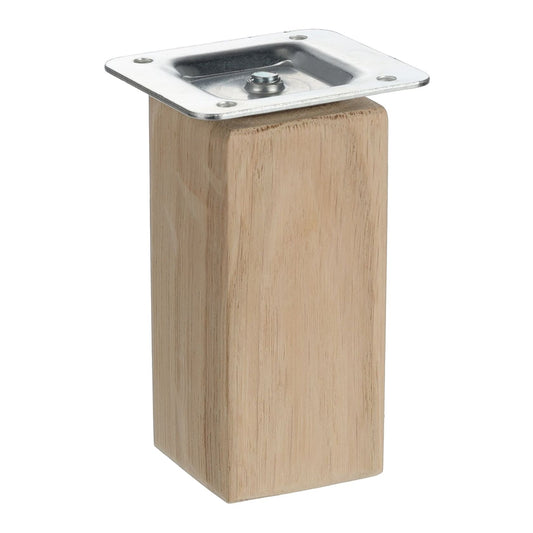 FURNITURE LEG  SQUARE 100MM X 45MM X 45MM   OAK  UNLACQUERED  (SET OF 4)