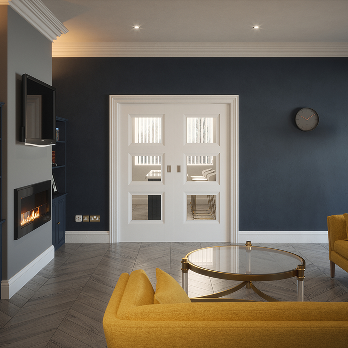 FRANKLIN WHITE PRIMED 3P CLEAR GLAZE DOOR - Woodworkers.ie - 