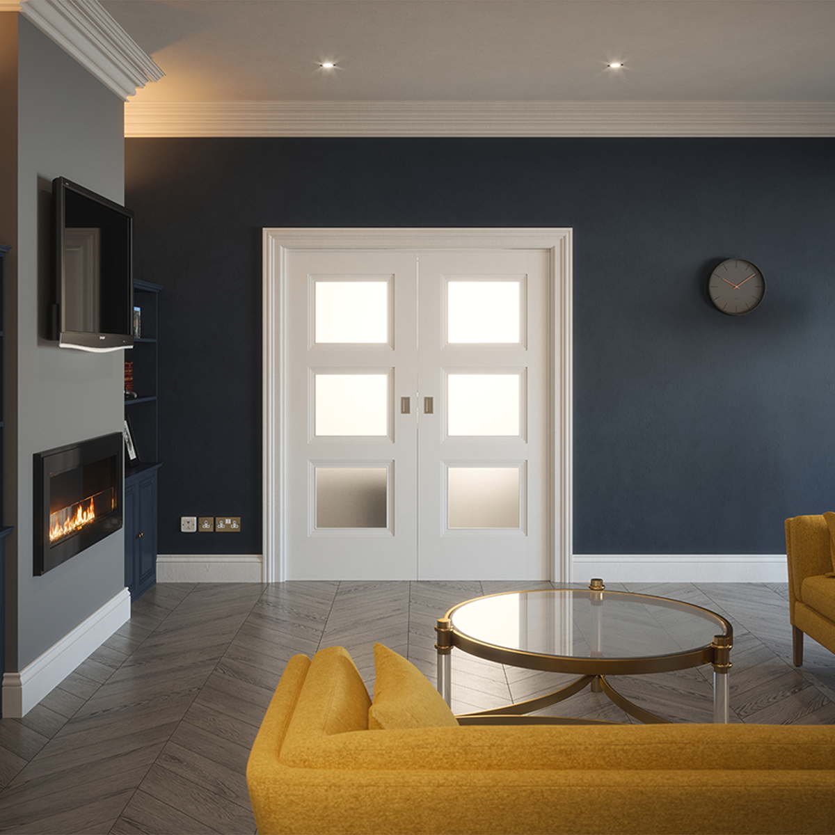 FRANKLIN WHITE PRIMED 3P FROSTED GLAZED DOOR - Woodworkers.ie - 