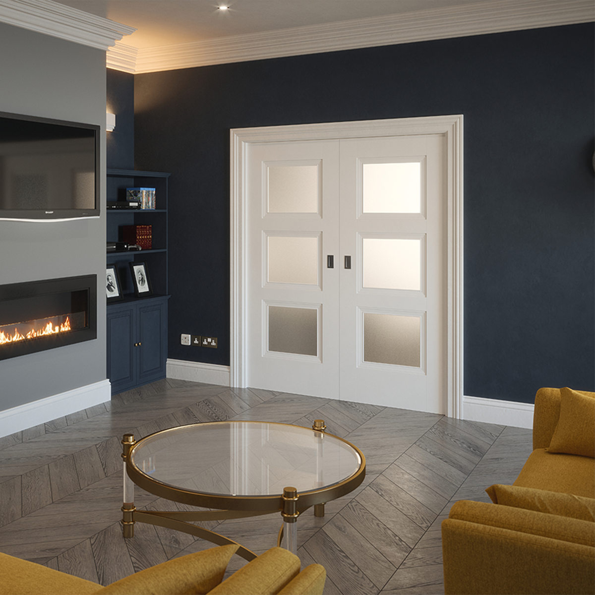 FRANKLIN WHITE PRIMED 3P FROSTED GLAZED DOOR - Woodworkers.ie - 