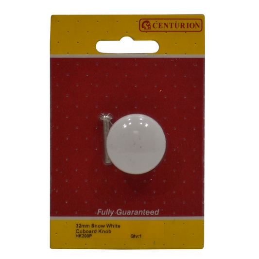 Centurion 32mm White Porcelain Knob
