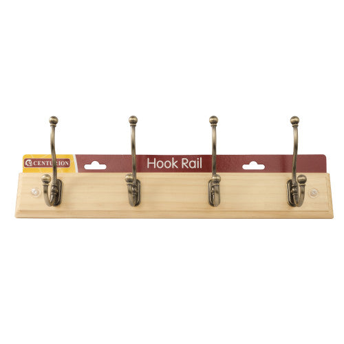 CENTURION ANTIQUE BRASS HAT & COAT RAIL PINE