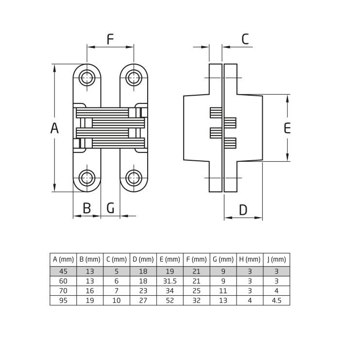 INVISIBLE HINGE 70MM - Woodworkers.ie - 