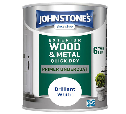 JOHNSTONE'S EXTERIOR PRIMER UNDERCOAT WHITE 750ML - Woodworkers.ie - 