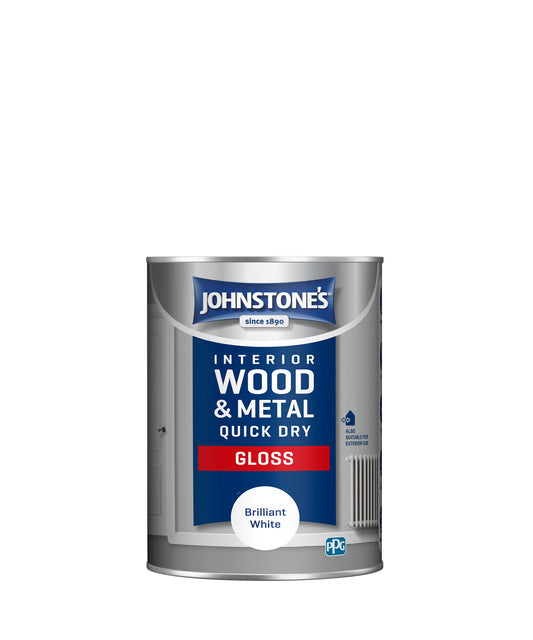 JOHNSTONE'S INTERIOR WOOD & METAL QUICK DRY GLOSS BRILLIANT WHITE 1.25L - Woodworkers.ie - 
