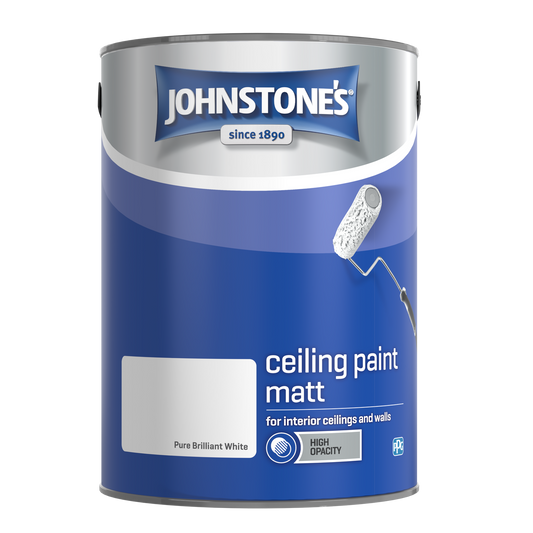 JOHNSTONE'S VALUE CEILING PAINT BRILLIANT WHITE 5L - Woodworkers.ie - 