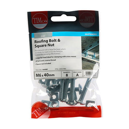 M6X40 Roofing Bolt &Sq Nut  Pk8 - Woodworkers.ie - 