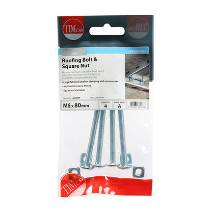 M6X80 Roofing Bolt& Nut Pk4 - Woodworkers.ie - 