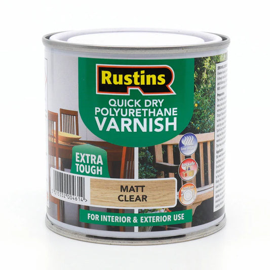RUSTINS QUICK DRY POLYURETHANE VARNISH MATT CLEAR