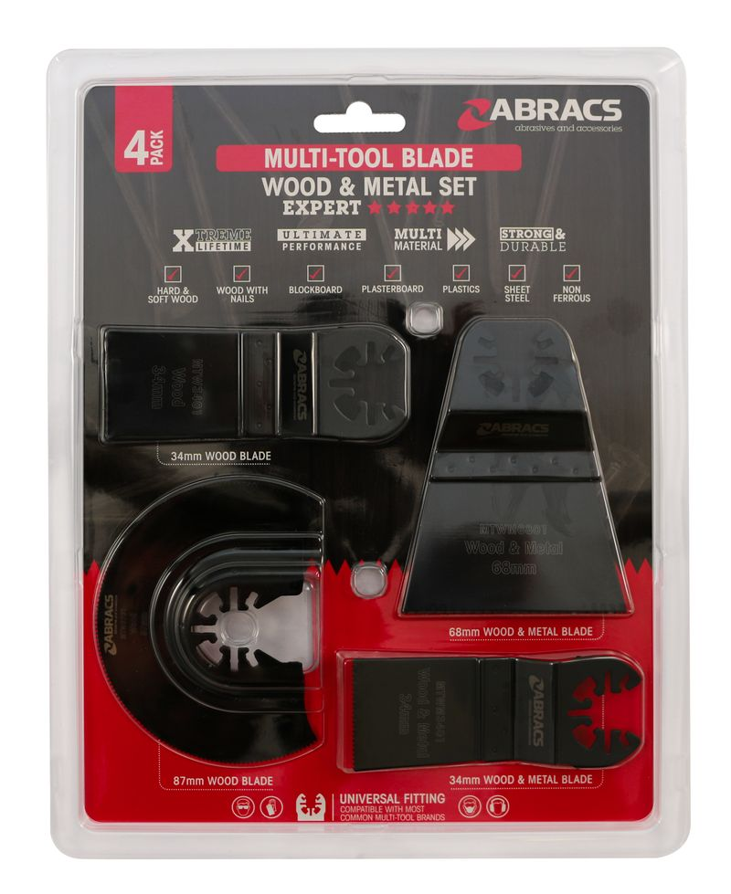 ABRACS 4pcs MULTI-TOOL WOOD & METAL SET