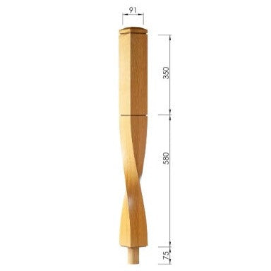 Milano 350mm Square Newel Post - Woodworkers.ie - 