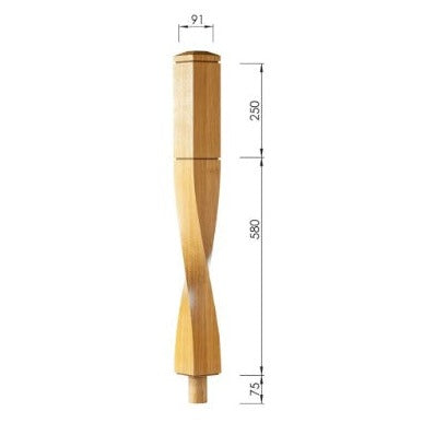 Milano Long Square Newel Post - Woodworkers.ie - 