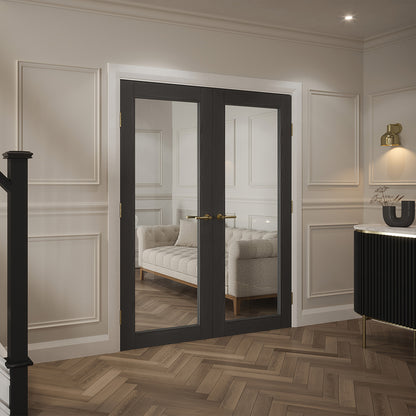 NOLITA GREY CLEAR GLASS PRE-FINISHED DOOR