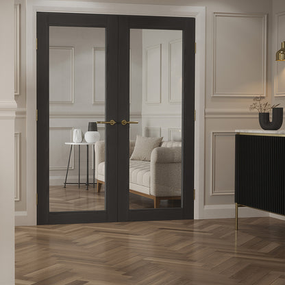 NOLITA GREY CLEAR GLASS PRE-FINISHED DOOR