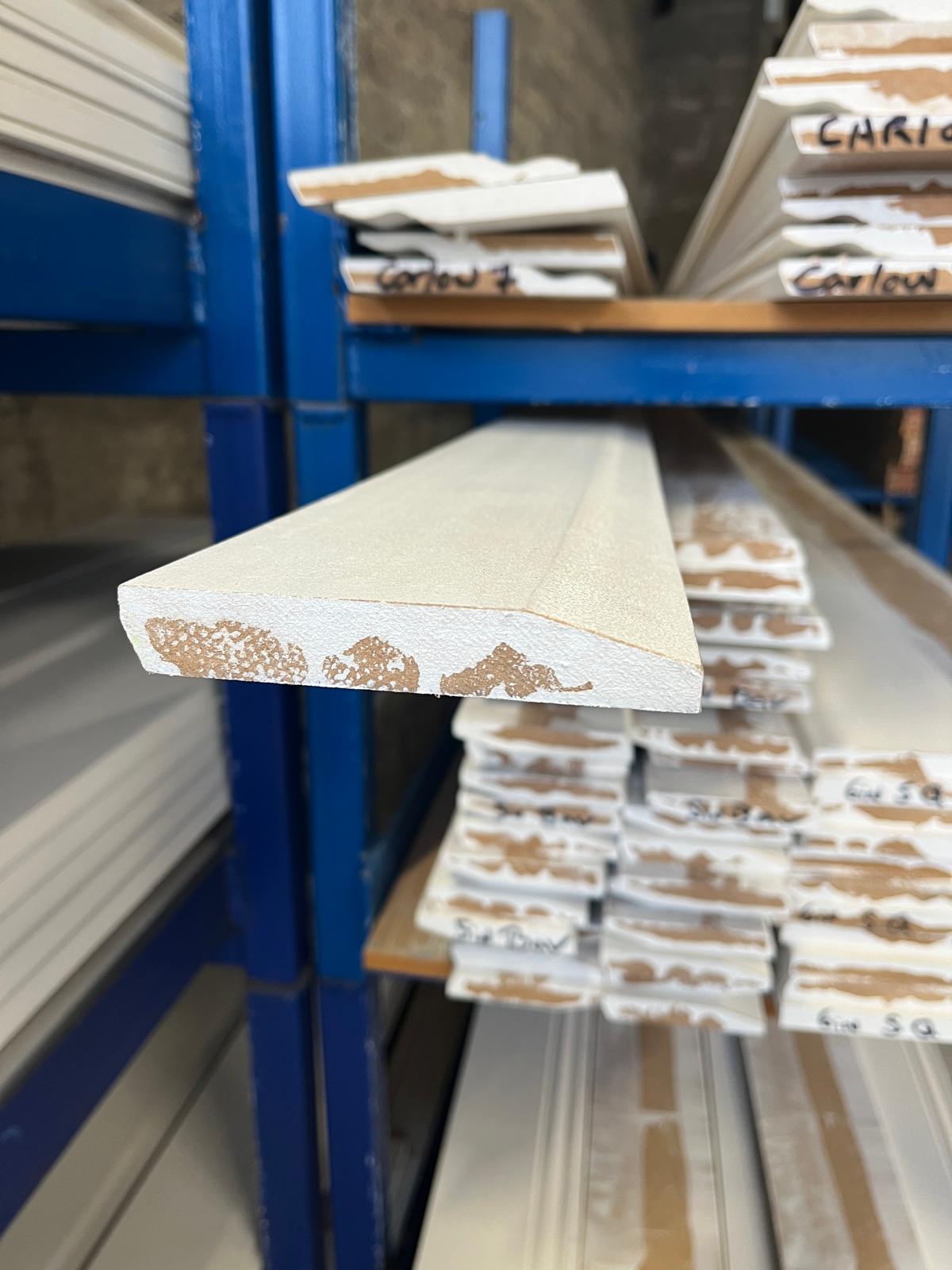 Primed M.D.F. Bevel Skirting 5" X 4.4Mt Length - Woodworkers.ie - 