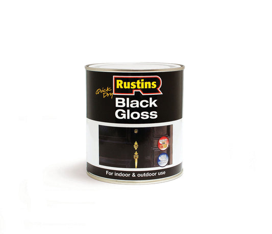 RUSTINS BLACK GLOSS 1 LTR - Woodworkers.ie - 