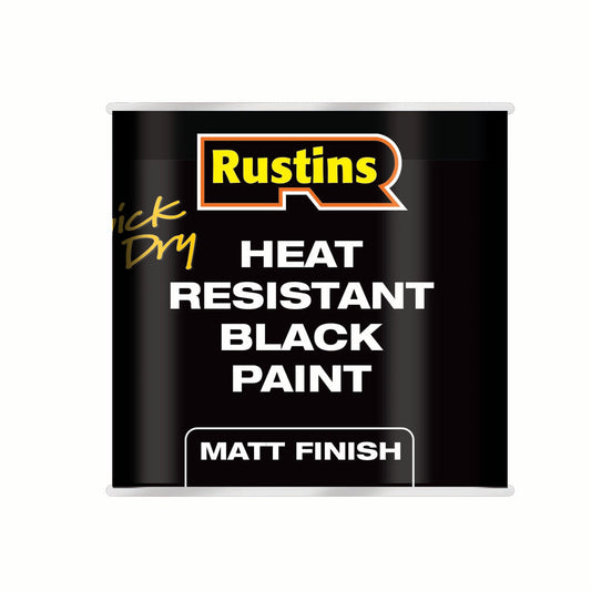 RUSTINS HIGH HEAT BLACK MATT 250 ML - Woodworkers.ie - 