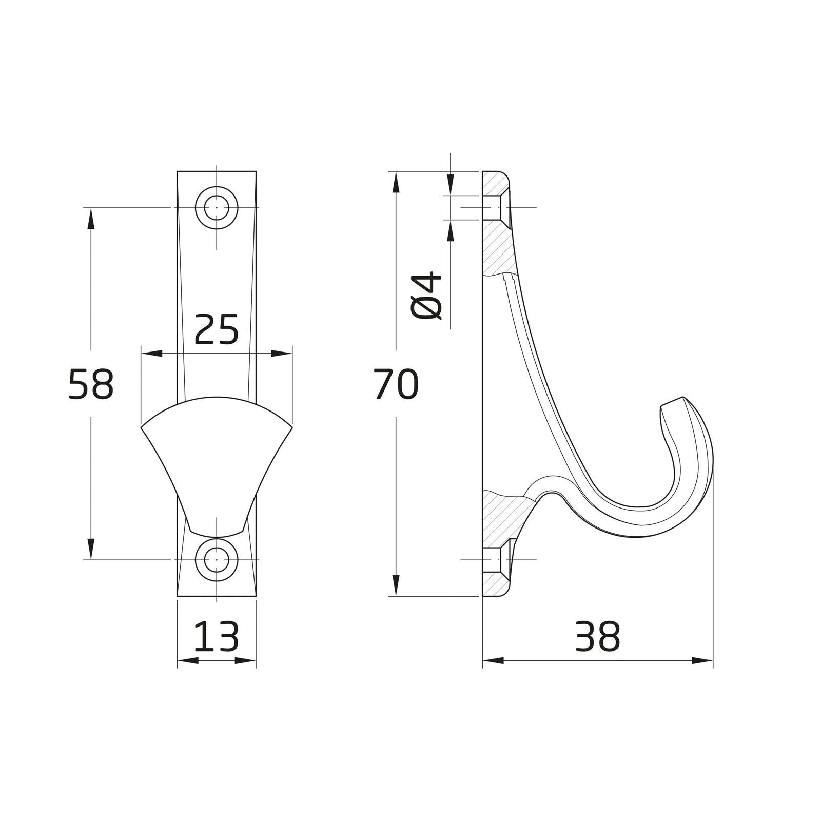 SATIN CHROME COAT HOOK MOD.50 - Woodworkers.ie - 