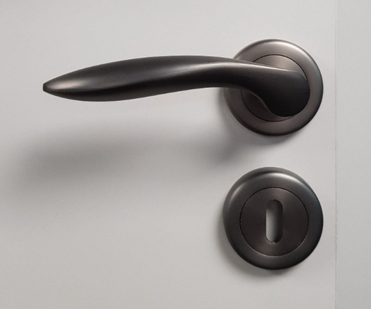 Sonnato Pieta Matt Black Nickle  Lever On Rose C/W Escutcheon - Woodworkers.ie - 